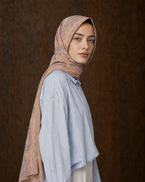 Paisley Peach Blue Şal