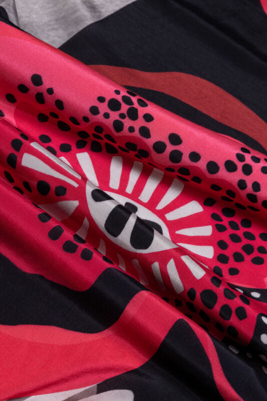 Gelincik Kırmızı Pamuk Floş Şal 72x212