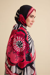 Gelincik Kırmızı Pamuk Floş Şal 72x212